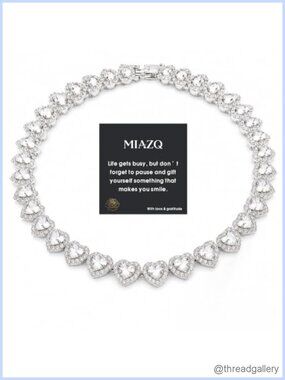 Silver Heart Necklace for Women Iced Out Tennis Chain Choker